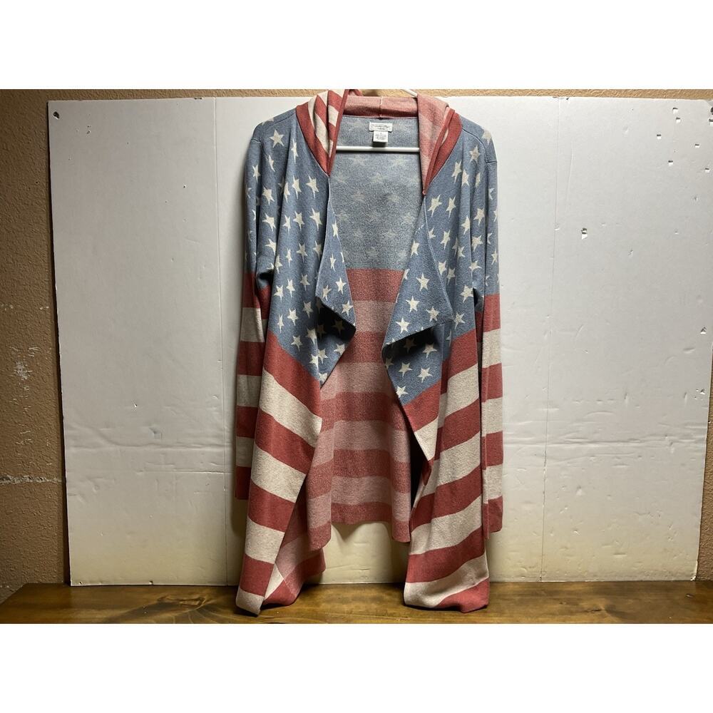 Tasha Polizzi Open Front American Flag Cardigan Size Small